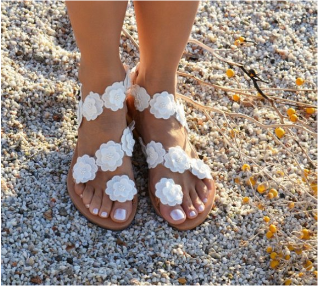 Flowers Flat Bottom Sandals