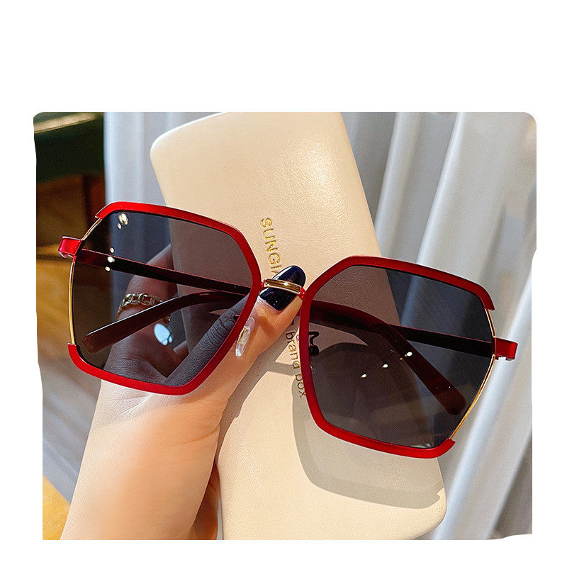 Oversized Sunglasses Half-Frame Uv400