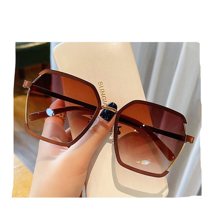 Oversized Sunglasses Half-Frame Uv400