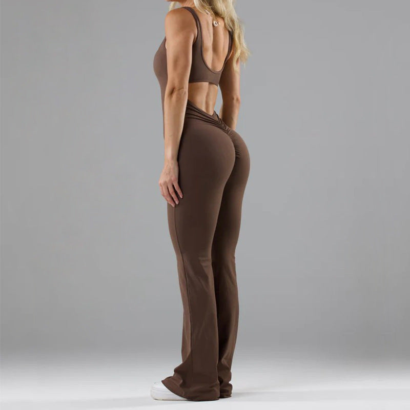 V-Back Flared Jumpsuit