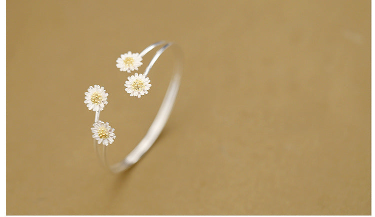 Double Daisy Bracelet 925 Sterling Silver