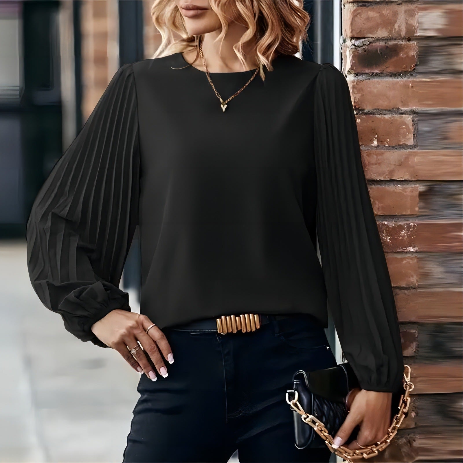 Long-sleeved Shirt Round Neck