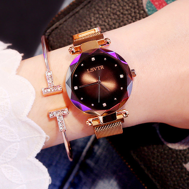 Rose Gold Diamond Shape Watch