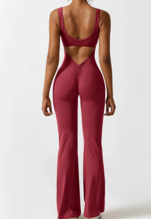 V-Back Flared Jumpsuit