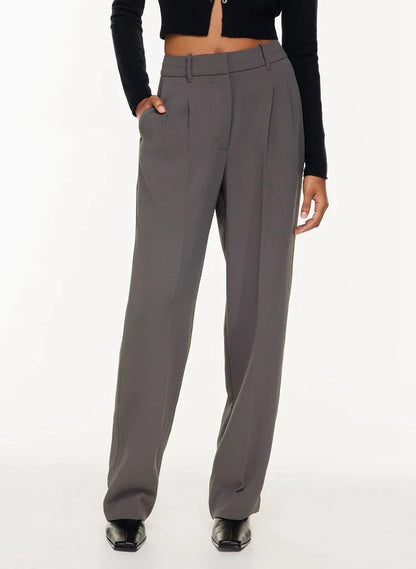 High Waist Trousers Straight  With Pockets