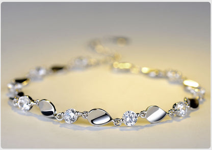 Diamond-encrusted 925 sterling silver bracelet