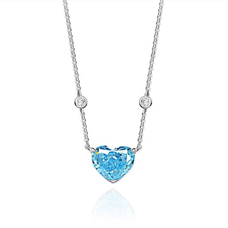 Ocean Blue Heart-shaped Zircon 925 Sterling Silver