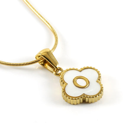 Four-leaf Clover Shell Letter Pendant Necklace