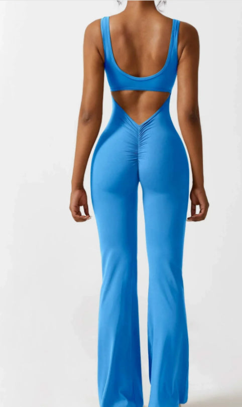 V-Back Flared Jumpsuit