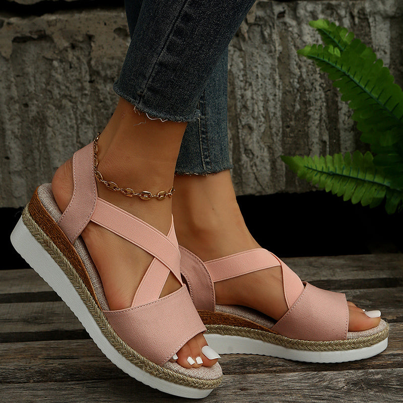 Cross-strap Platform Sandals