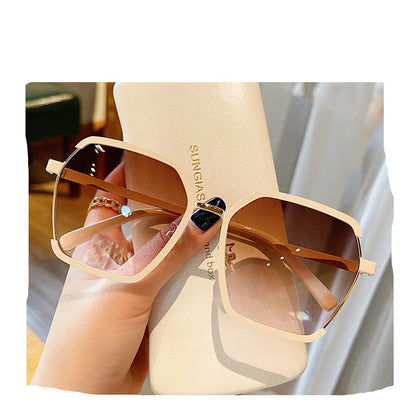 Oversized Sunglasses Half-Frame Uv400